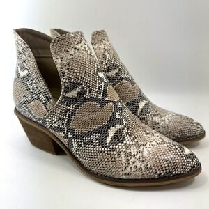 NATURE BREEZE Snake Skin Print Bootie Ankle Boot Womens Size 9